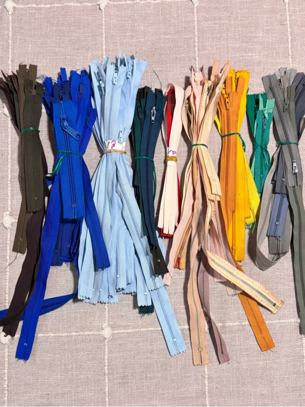 Mixed Color Zipper Bundle - Blue, Yellow, Green, Pink, Gray over 100